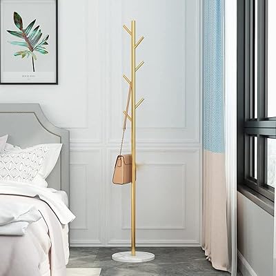 Porte-manteau en métal sur pied : porte-manteau à base de marbre fixe