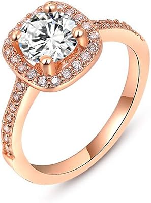 Bague de mariage, bague de fiançailles plaquée or blanc 18 carats avec zircone