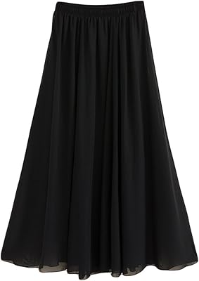 Jupe longue en mousseline de soie à taille élastique pour femme