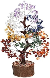 The white shop sept chakra pierres précieuses feng shui arbre figurine argent bonsaï