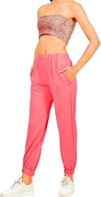 Pantalon de survêtement taille haute en coton pour femme avec poches, pour le jogging,