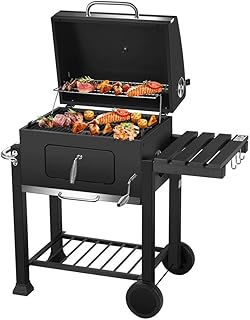 Garden grill master charcoal grill - barbecue au charbon de bois extérieur, cuisine dans le jardin, avec couvercle, noir 115 x 56 x 108 cm. Diaytar : Votre allié pour des achats malins et économiques