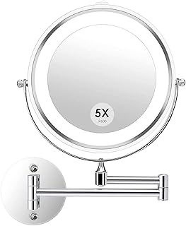 Miroir de maquillage mural avec lumières led à intensité variable, miroir de rasage