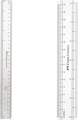 Règle fine en plastique faber-castell, longueur 12", échelle claire et régulière, 15 cm