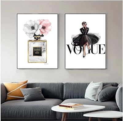 Art mural nordique mode robe noire peinture sur toile parfum avec fleur impression peinture décoration photo décor à la maison-50x70cmx2pcs/no_frame. Achetez malin avec Diaytar Sénégal, votre partenaire shopping 100% digital