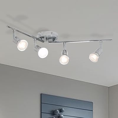 Plafonnier qusui à 4 voies au fini chromé gu10 comprend des lumières led