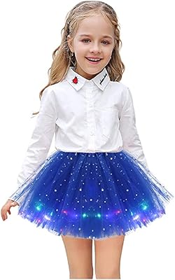 Goodrun jupe de ballet lumineuse led pour petites filles, 3 couches, jupe tutu