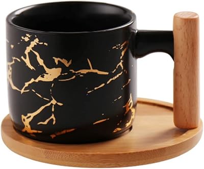 Ensemble tasse et soucoupe en marbre doré de luxe bonita - tasse à