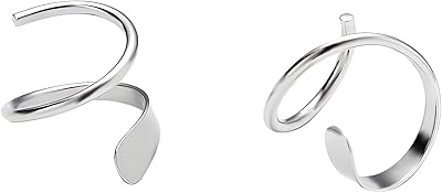 Boucles d'oreilles créoles doubles torsadées linbeware, argent, sans pierres précieuses