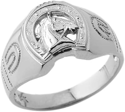 Bague unique en argent sterling en forme de fer à cheval, or, argent