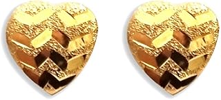Boucles d'oreilles à vis en forme de cœur en or pur 18