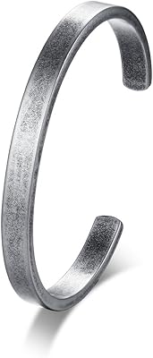 Bracelet à manchette ouverte en acier inoxydable antique rétro rappel lettre d'inspiration citation