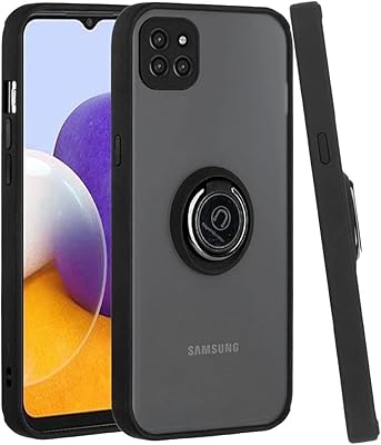 Coque transparente mate pour samsung galaxy a22 5g avec anneau