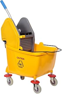 Seau à vadrouille moonlight avec roue et essoreuse - 25 litres, jaune