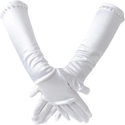 2 paires de gants de déguisement longs pour petites filles, gant de perles