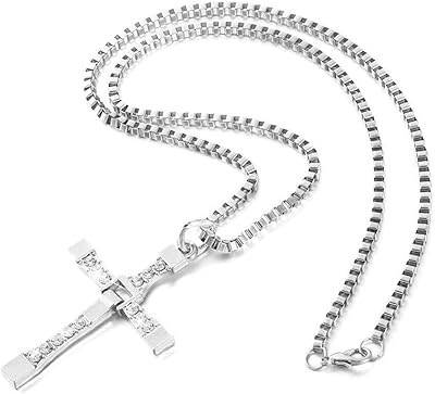 Collier avec pendentif croix biblique en acier inoxydable fast and furious de dominic