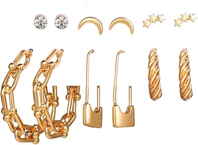 Lot de 5 paires de boucles d'oreilles créoles western yellow chimes pour femmes