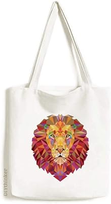 Sac fourre-tout en toile avec coutures de boîte d'animaux de lion coloré, sac