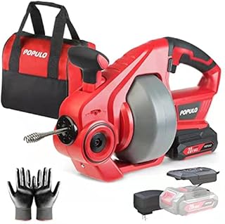 Perforateur de canalisation automatique popolo, 25 pieds (7,6 mètres), lithium-ion 20 v, déboucheur