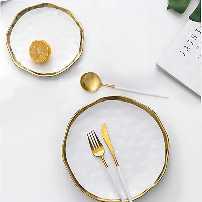 Service de table en porcelaine, 2 pièces, blanc, ø19,5 cm + ø24,5 cm