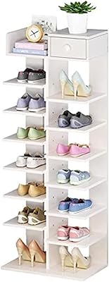 Étagère à chaussures en bois à 7 couches avec design vertical (blanc)