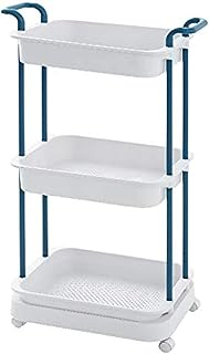 Chariot de rangement pivotant multifonctionnel à 3 niveaux avec poignées et roues
