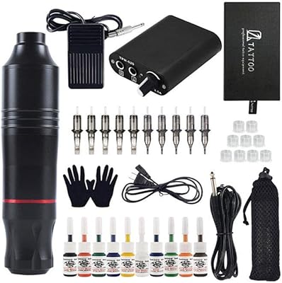 Kit de stylo de tatouage, kit de tatouage rotatif complet avec 10 cartouches