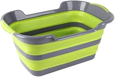 Panier à linge pliable multifonctionnel en plastique (vert)