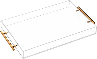 Plateau en acrylique transparent avec poignée en métal, aucun assemblage requis - plateau