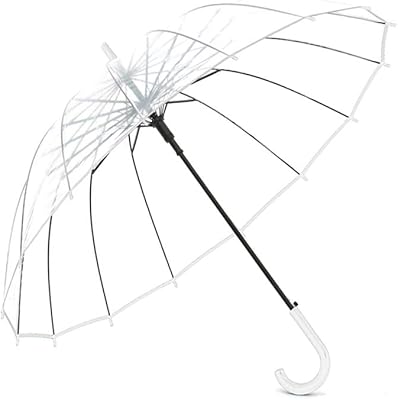 Parapluie à bulles transparent, grand parapluie à bulles 16 côtés en fibre