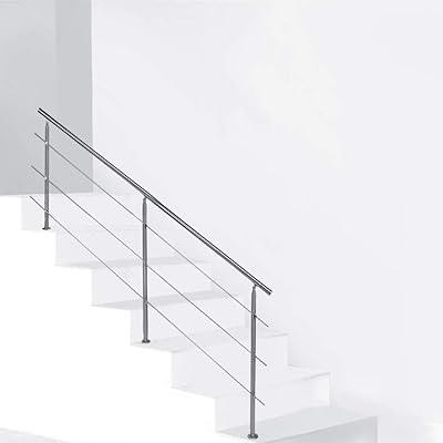 Barres de main courante d'escalier en acier inoxydable, 150 x 102,5 cm