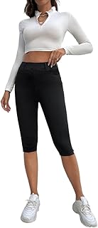 Jean capri skinny à ourlet fendu (couleur : noir, taille : tall l)