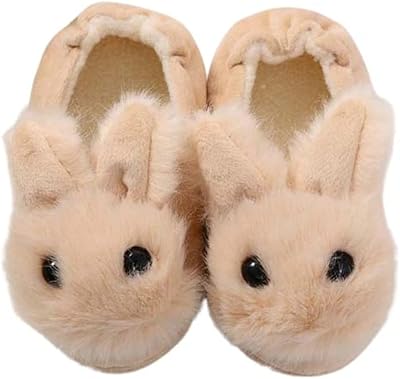 Pantoufles d'intérieur pour jeunes enfants filles et garçons pantoufles chaudes d'hiver avec motif