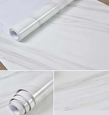 House papier peint vinyle motif marbre blanc et gris taille