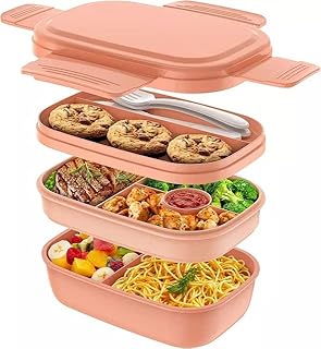 Boîte à lunch double couche avec couvercle transparent pour enfants et adultes, facile