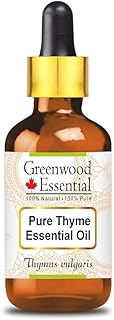 Huile essentielle de thym de greenwood (thymus commun) avec compte-gouttes en verre, distillée
