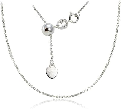 Collier chaîne rolo réglable en argent sterling avec créoles et boucles