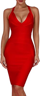 Robe de cocktail moulante dos nu à col en v pour femme