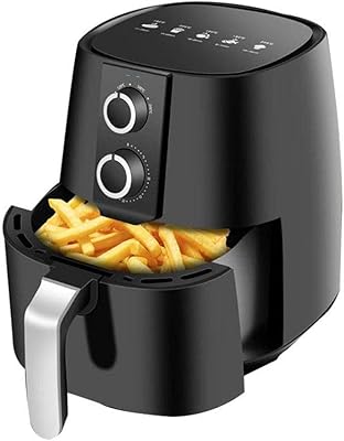 Friteuse à air noire moderne avec minuterie pour frites, friteuse électrique sans huile, four à patates douces rôties de grande capacité 6l, friteuse antiadhésive sans huile avec ceinture de réduction de graisse pour famille de 4 à 5 personnes. Votre shopping simplifié de A à Z avec Diaytar