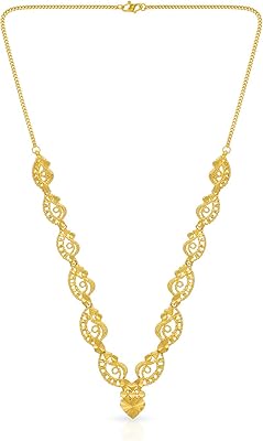 Collier en or pur malabar 22 carats (916) et diamants, nk297234_y_18, 18, or