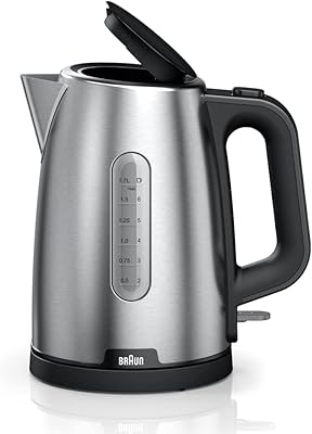 Bouilloire braun powerpoint, wk 1500 bk, 2200 watts, capacité 1,7 litre, noire, acier