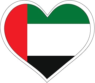Autocollant adhésif avec motif coeur et drapeau des émirats arabes unis
