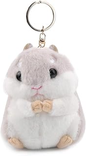 Porte-clés en peluche seraphis hamster, accessoire de sac à main, gris, moyen
