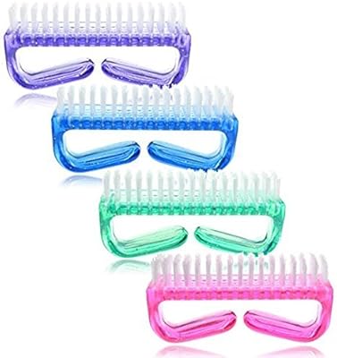 Vndeful 4 pièces brosse de nettoyage des ongles à manche transparent