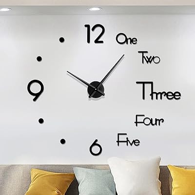 Grande horloge murale moderne sans cadre meyert, grande horloge murale 3d, grande horloge