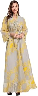 Abaya pour femme, long caftan islamique décoré de fleurs à dubaï, turquie, moyen-orient