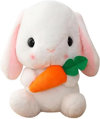 Lapin blanc en peluche mignon lapin en peluche assis à oreilles tombantes oreillers