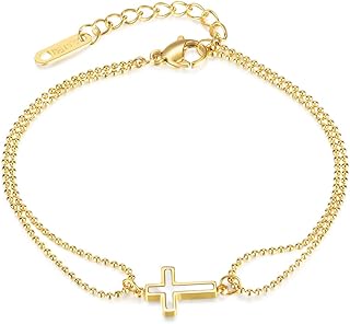 Bracelet en acier inoxydable pour femme croix porte-bonheur