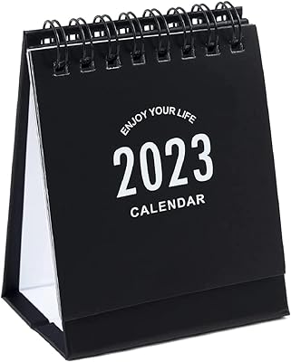 Petit calendrier de bureau 2023, mini calendrier de bureau, horaire quotidien pliable, double fil avec autocollants pour planificateur d'horaires pour la maison et le bureau, noir. Votre supermarché en ligne au Sénégal, c'est Diaytar