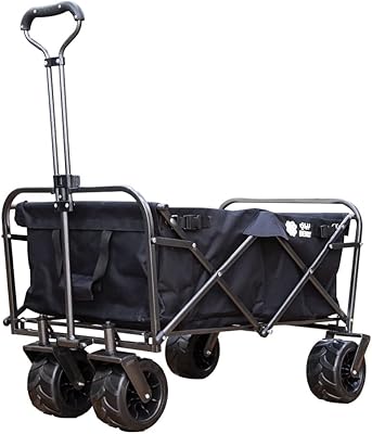 Wagon utilitaire pliant extérieur robuste berry 80 kg (noir) | wagon de plage